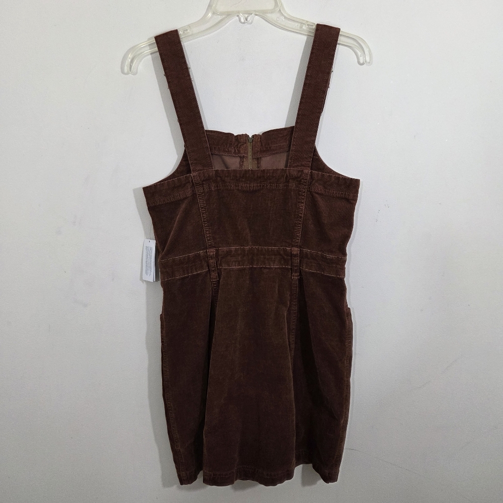 NWT American Eagle Corduroy Overall Dress Brown Mini Size 8 Fall Academia Cords - Picture 7 of 12